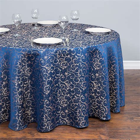 gold and blue tablecloth